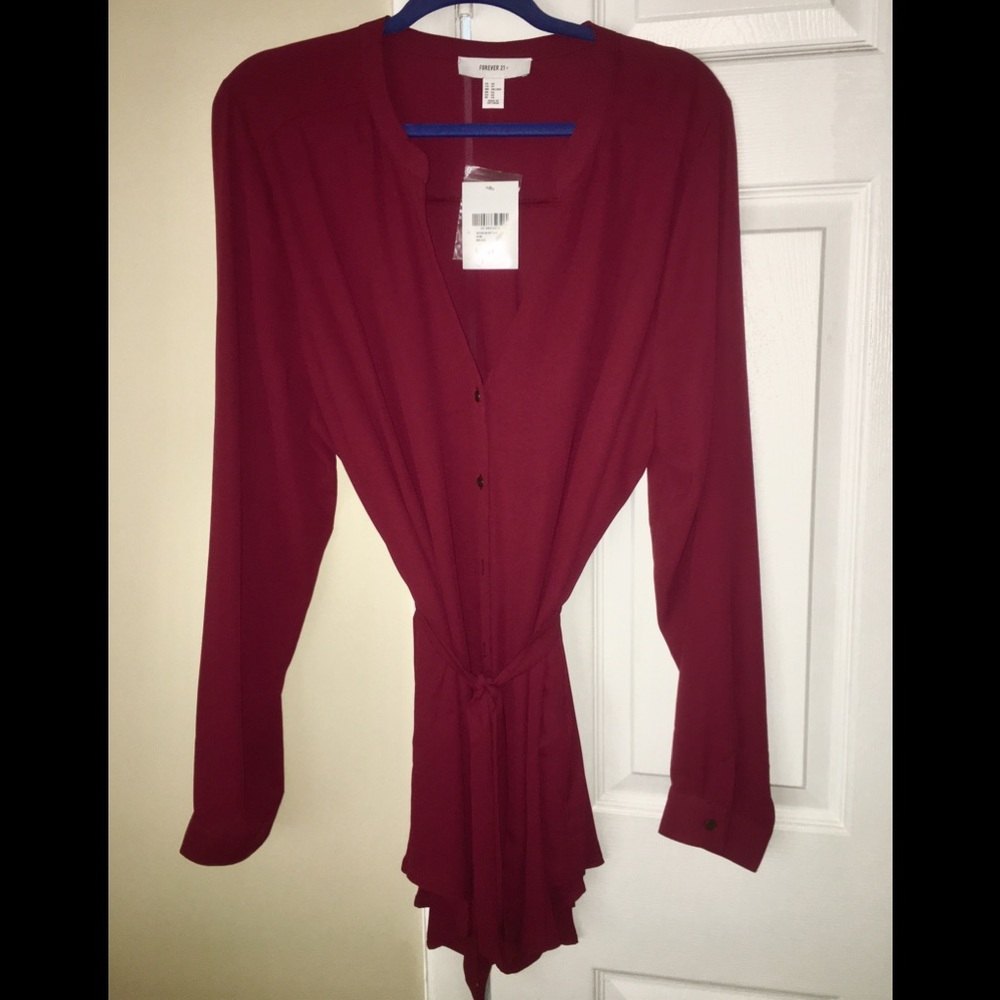 Forever21 Plus Size Wine Chiffon Loose Blouse